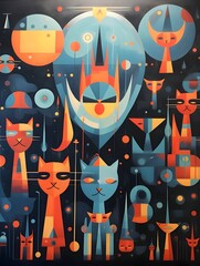 Abstract background with cats. Vector illustration. Can be used for wallpaper, pattern fills, web page background,surface textures