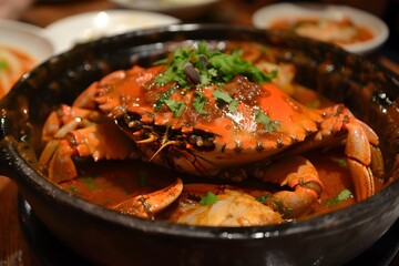 Spicy and Savory Korean Braised Dungeness Crab Dish