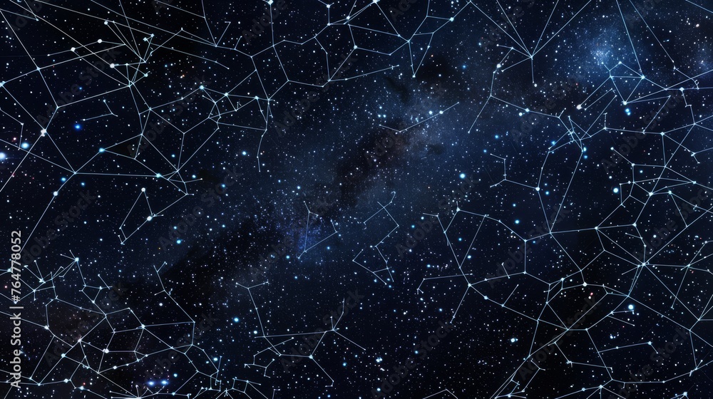 Wall mural starry constellations scatter across the night sky in this intricate map, offering a guide through t
