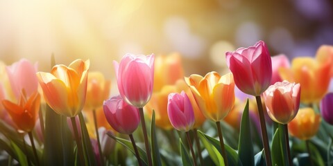 blooming tulip field Generative AI