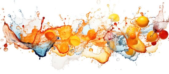 Naklejka premium An image showing a detailed view of various fruits arranged closely together with splashes of water