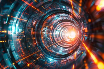 Obraz premium tunnel futuristic background Beautiful, modern, background concept, hi-tech, technology, beautiful
