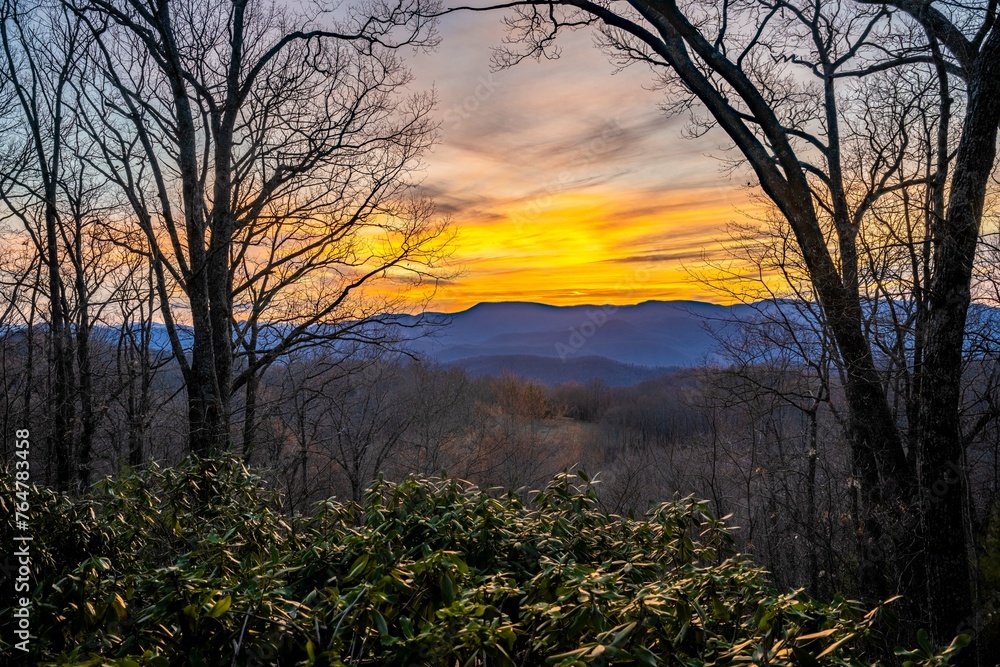 Poster mountain sunset