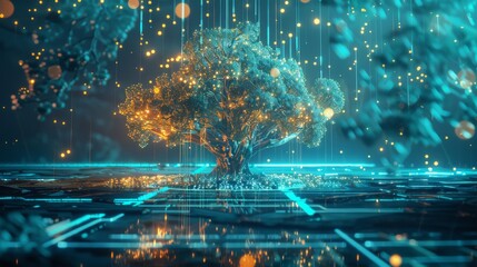 tree futuristic background beautiful, modern, background concept, hi-tech, technology, beautiful, future concept 3D rendering.
