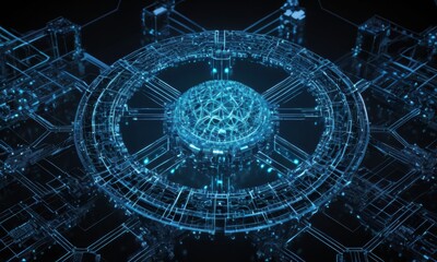 A conceptual digital core glowing with blue light, this image captures the essence of data processing and the flow of information within a virtual realm. It serves as a metaphor for the heart of