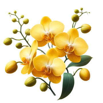 Yellow orchid flower isolated on transparent background PNG Image