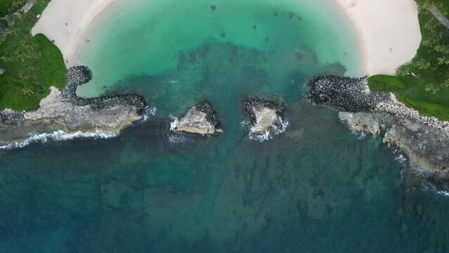 Aerial video above Ko olina beach villas with love hawaai villas 