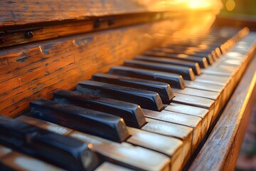 Close Up of an Old Piano Keyboard