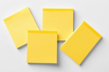 A set of blank yellow adhesive notes isolated on white background.