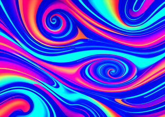 Fototapeta premium Bright poster, fashionable restro style, wavy multi-colored, beautiful wide format, 60s, 70s, 80s, colorful watercolor background for poster or brochure cover design, Generative AI
