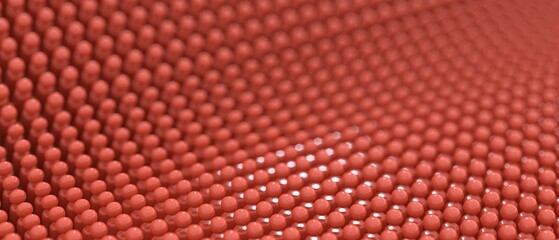 red surface covered with small spheres close-up 3D computer generated background
