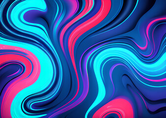 Fototapeta premium Bright poster, fashionable restro style, wavy multi-colored, beautiful wide format, 60s, 70s, 80s, colorful watercolor background for poster or brochure cover design, Generative AI