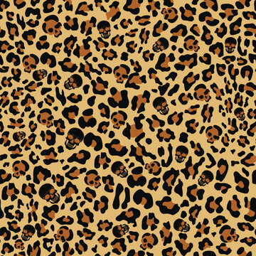Leopard texture seamless pattern, cat spot vector illustration
