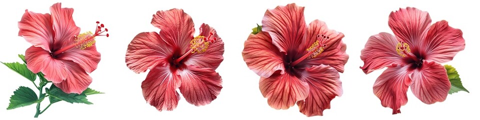 Obraz premium Hibiscus flowers isolated on transparent background