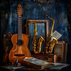 The Symphony of Still Life: A Melodic Collection of Music Instruments and Scores