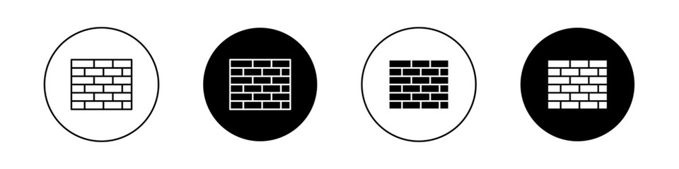 Wall icon set. brick and concrete wall vector symbol. fire wall line sign. bricklayer pictogram. - obrazy, fototapety, plakaty