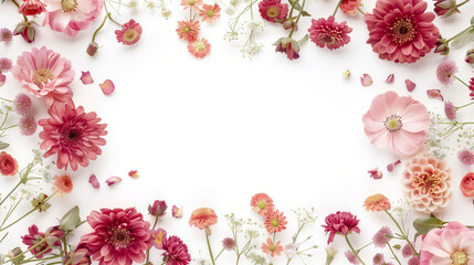 Various Flowers on White Background