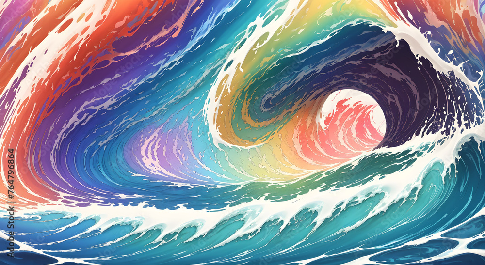 Poster colorful swirling wave design with abstract background and light texture