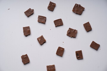 chocolate pieces on a table