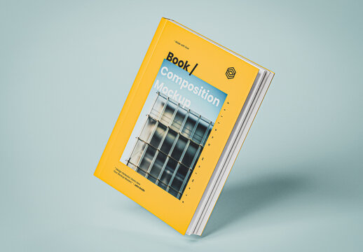 Floating Yellow Book Mockup