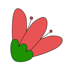 Doodle style red tulip flower head, spring design element, vector
