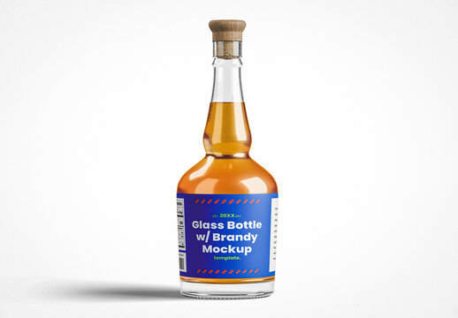 Glass Brandy Bottle Mockup