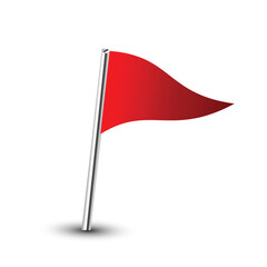 Red pin flag on white