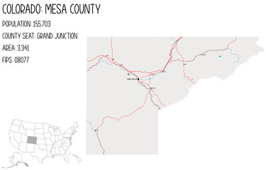 Large and detailed map of Mesa County in Colorado, USA.