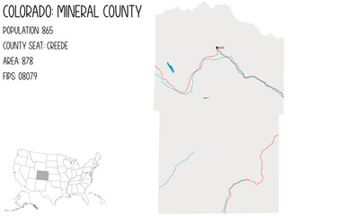 Large and detailed map of Mineral County in Colorado, USA.