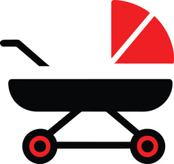 baby stroller logo, Baby shop vector illustration icon. Simple kids store logo with baby carriage and stroller. Isolated.