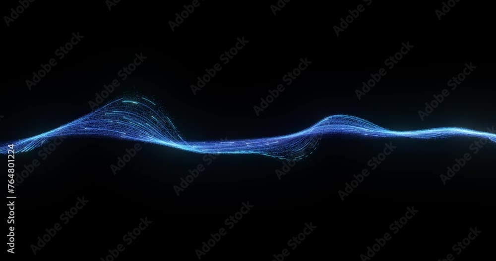 Aufkleber flowing blue digital wave of light particles, undulating across a dark backdrop, dynamic high-tech w