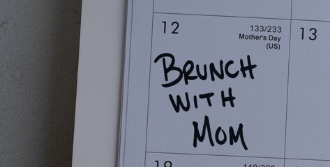 Calendar reminder about brunch with mom on Mother's Day in the US on May 12, 2024.