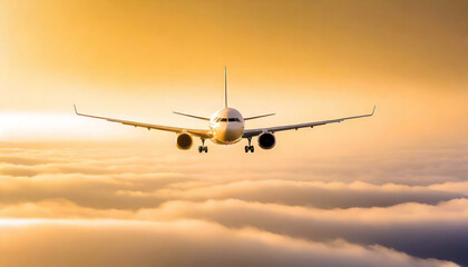 Fototapeta na wymiar 雲の上を飛ぶ飛行機・旅客機