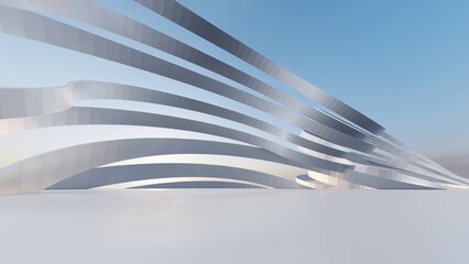 Abstract architecture background curved building 3d render