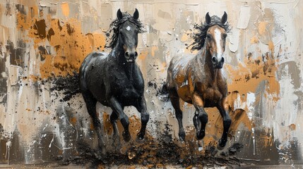 Paintings for modern homes, abstract elements, textured backgrounds, animals, horses, etc. - obrazy, fototapety, plakaty