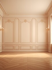 a floor in an empty room with the beige wall