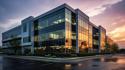 Bâtiment d'architecture moderne, espace commercial, bureau. Travail, business, extérieur, ville. Arrière-plan pour conception et création graphique. 