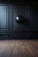 a floor in an empty room with the black wall