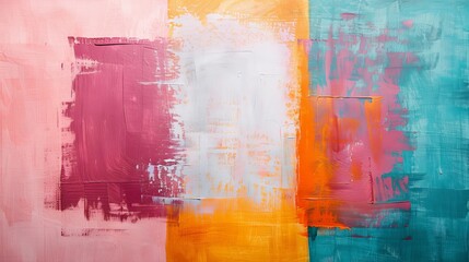 Abstract art background. Set of three abstract paintings for decoration. Contemporary art. Works of art. The spots of paint. The paint brush. Modern art. - obrazy, fototapety, plakaty