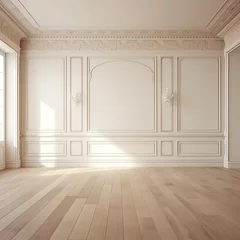 Foto op Canvas a floor in an empty room with the ivory wall © Lenhard