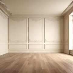 a floor in an empty room with the ivory wall