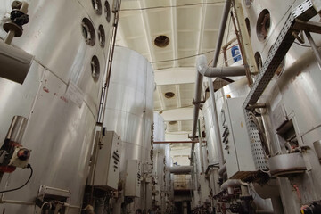 Vacuum apparatus in factory. Vessels under vacuum.