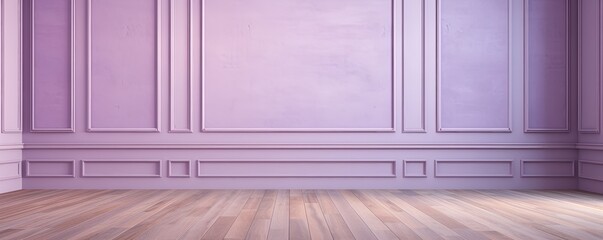a floor in an empty room with the lilac wall