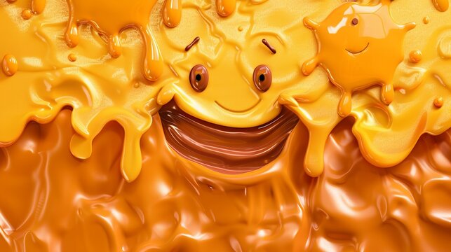 emoji image consisting of flowing chocolate from ice cream melting from the heat of the sun