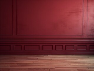 a floor in an empty room with the maroon wall
