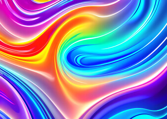 Obraz premium Bright poster, fashionable restro style, wavy multi-colored, beautiful wide format, 60s, 70s, 80s, colorful watercolor background for poster or brochure cover design, Generative AI