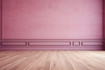 a floor in an empty room with the mauve wall - obrazy, fototapety, plakaty