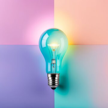 Light bulb on pastel background
