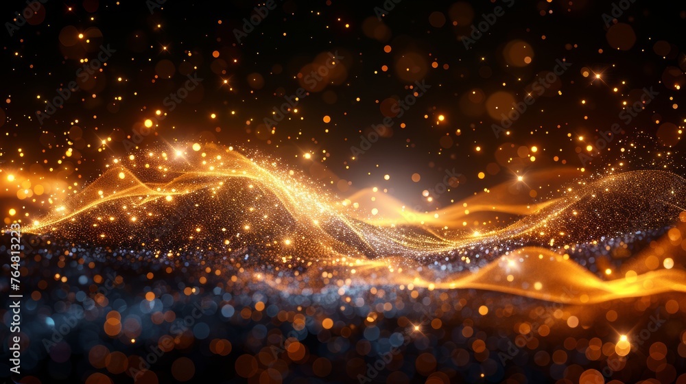Poster Modern sparkles on a transparent background. Beautiful sparkles on dust particles. Magical dust particles with sparkles.