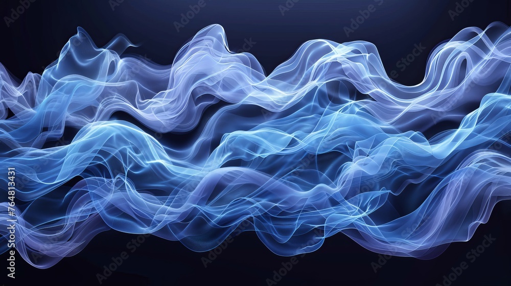 Aufkleber a set of blue air flow wave effects for visualizing air or water flow. isolated on transparent backg